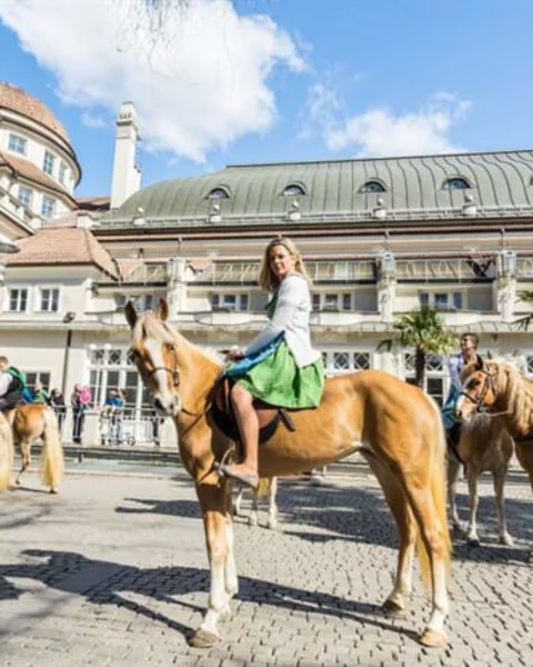[Translate to English:] Traditioneller Umzug der Haflinger Pferde
